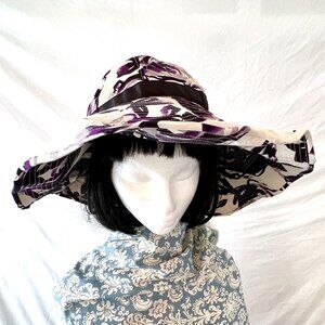 Scala Pronto Wide Brim, Floppy, Sun Hat, 100% Cotton, Floral Design, Excellent!